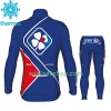 Kind Fietskleding (Wielershirt Lange Mouw + Fietsbroek Lang) 2017 FDJ N002 Winter Thermal Fleece